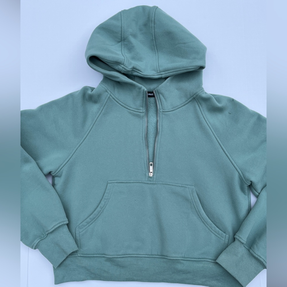 Teal Half-Zip Cropped Hoodie- size Medium